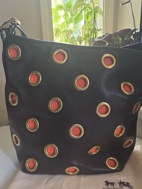 Coach 21181 Legacy Grommet Duffle in Brown and Coral Leather